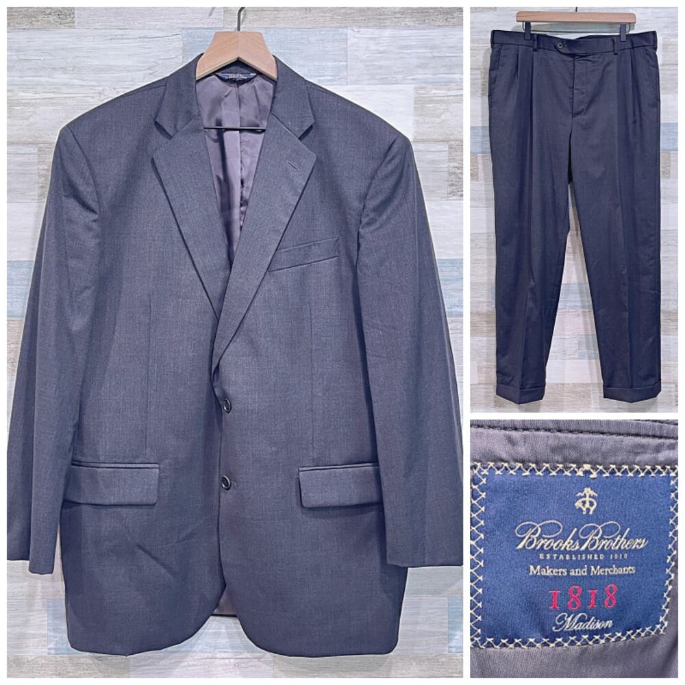 Brooks Brothers Madison Estrato Trabaldo Togna 1840 Suit Gray Mens 44R 39W